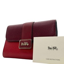 Coach red leather trifold wallet