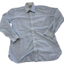 Ted Baker Shirt Men 15.5 32/33 Blue Geometric Button Up Endurance Cotton