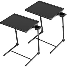 TV TRAY TABLE TV DINNER TRAY FOR EATING 2 PACK ADJUSTABLE FOLDING LAPTOP TABLE W