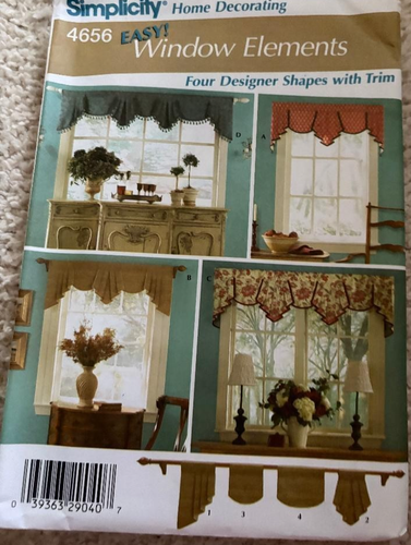 Fenster Volants Gardinen Simplicity 4656 ungeschnittenes Muster 4 Variationen