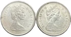 1966 Canada Silver Quarter 25 Cents Lot of 2 Coins 80% Silver Elizabeth II XF/AU
