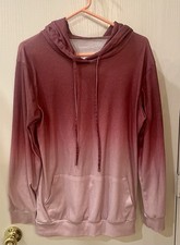 Woman's Maroon/Pink Hoodie with Drawstrings-Size Medium