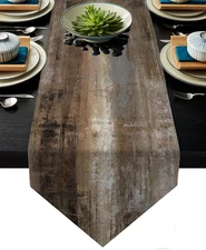 Brown Grey Table Runner,Abstract Modern Art Burlap Table Runners for Table Dress