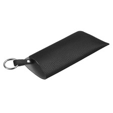 Eyeglass Case, Soft Leather Glasses Pouch Bag with Belt Clip, Black