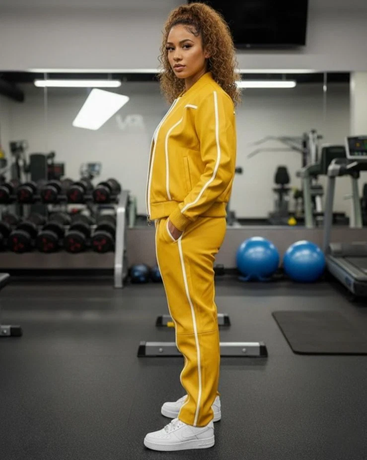 Mujeres Braydon Cuero PU Traje de chándal Traje de sudor Mujeres Chándal para correr Foto 2 de 4