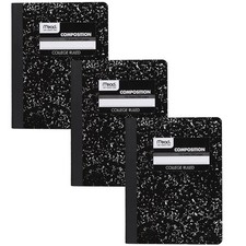 Composition Notebooks, 3 Pack, Wide Ruled Paper, 9-3/4" x 7-1/2", Pack of 3