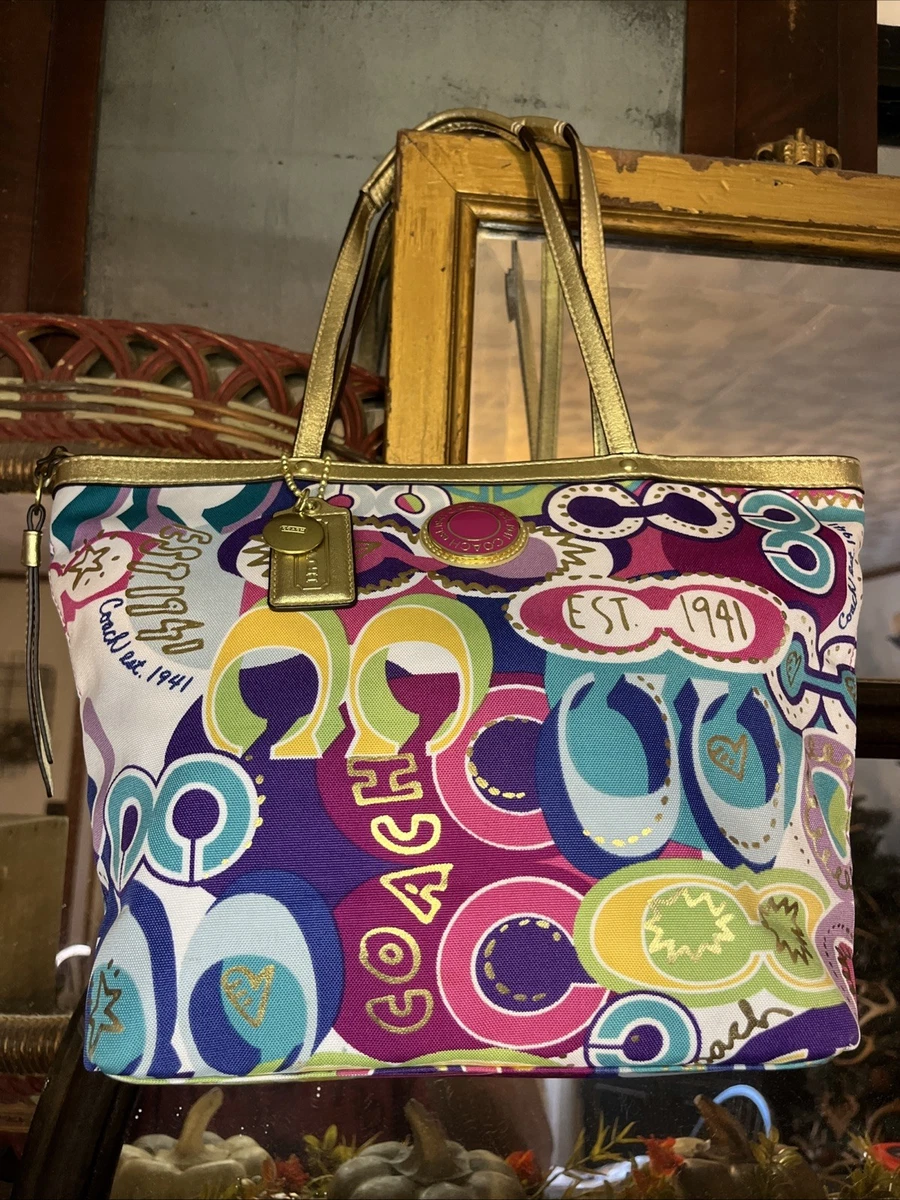 Coach Poppy Graffiti Glam Tote for sale | eBay