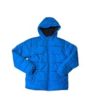 Swiss Tech Boys Blue Hooded Puffer Jacket Quilted Winter Coat Size L 10-12