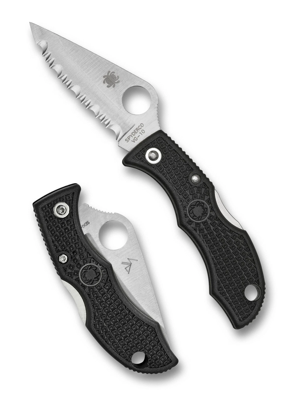 Spyderco Ladybug 3 Folding Knife 1.93" Serrated Edge VG-10 Blade Black FRN LBKS3