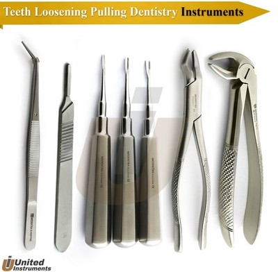 Dentistry Teeth Loosening Pulling Set Luxating Elevators Extracting Forceps