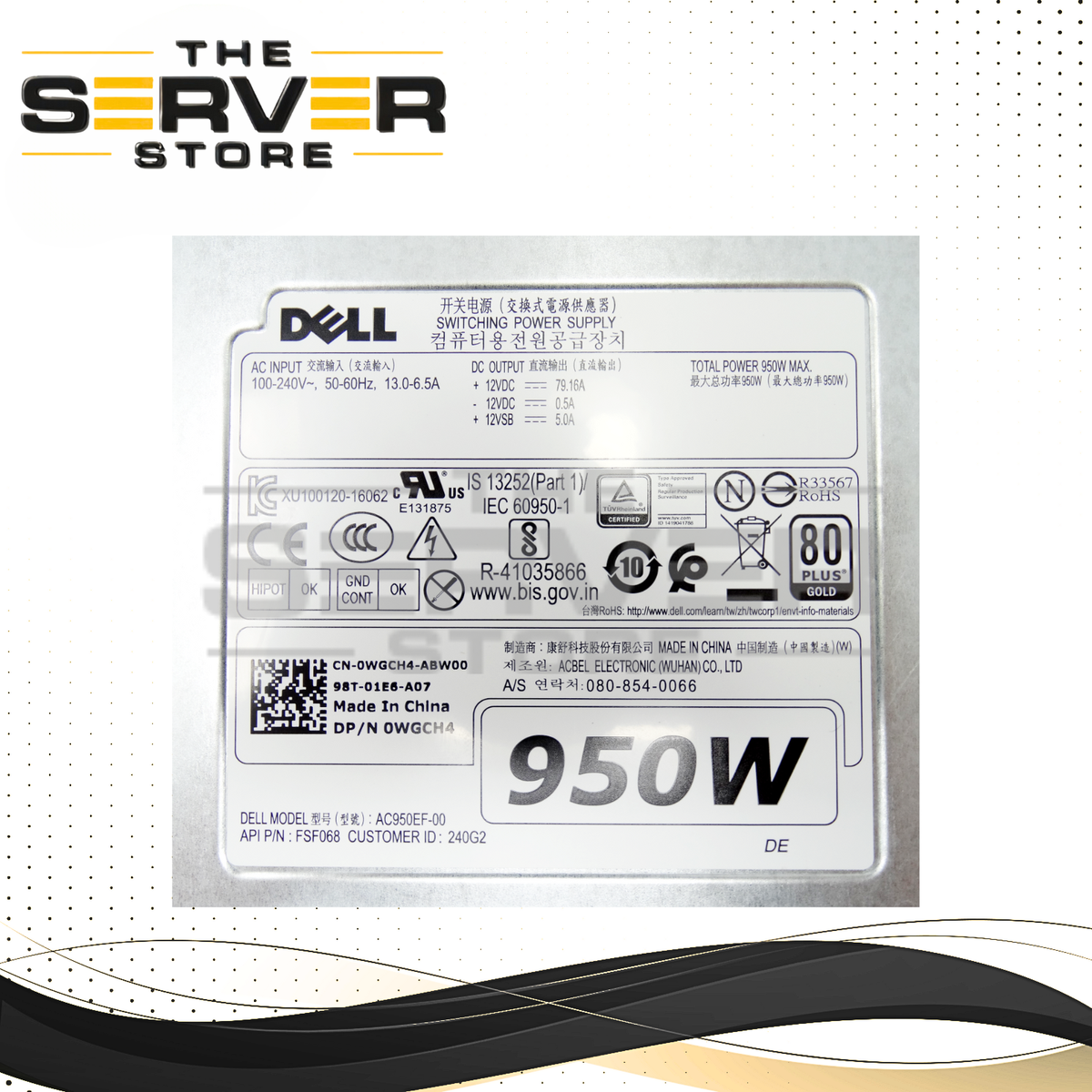DELL 5820 950W 電源ユニット Dell 950W Power Supply PSU for Precision T5820 T5920 0WGCH4 WGCH4