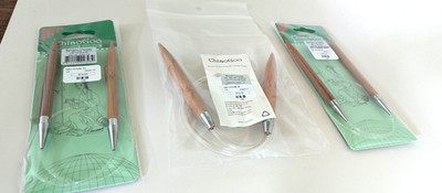 Set of ChiaoGoo Premium Bamboo Circular Needle Patina 32'' long/Size US 1 DS