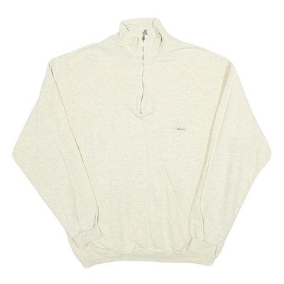 YORK Herren Creme 1/4 Zip Sweatshirt L Zip Neck Baumwolle Pullover Freizeit