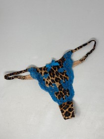 Agent Provocateur Molly Leopard Turquoise Silk Thong AP3 Medium New