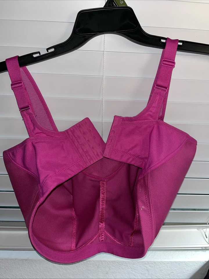 Sujetador deportivo Glamorise para mujer 40J rosa sin rebote cami sin cables impacto medio 1066 Foto 2 de 3