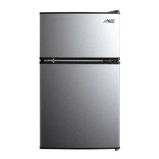 Arctic King 3.2 Cu ft Two Door Mini Fridge with Freezer, Stainless Steel, E-Star