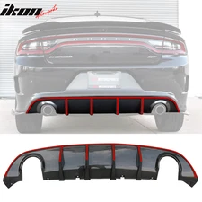 Fits 15-23 Dodge Charger SRT V3 Style Rear Diffuser with Red Reflective Tape