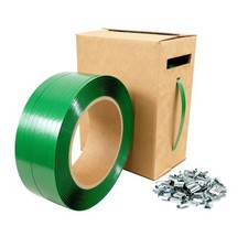 PET Packaging Strapping Roll 1017' x 5/8" Heavy Duty 1500lb w/ 100 Buckles Kit