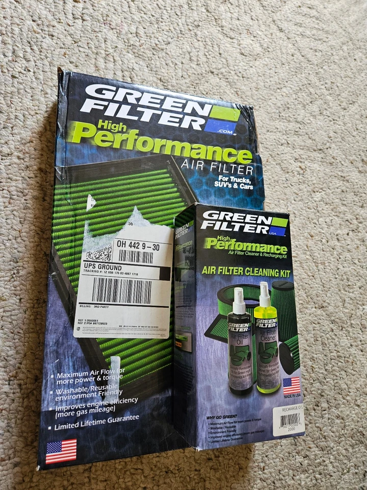 Green Filter USA P/N 2247 Engine Air Filters & Cleaning Kit P/N 2000 New Unused - Image 1 of 4