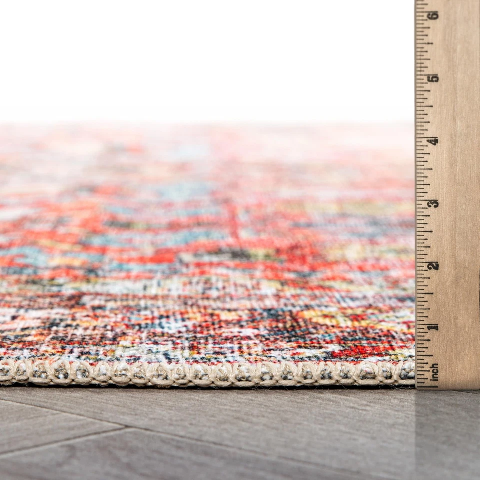 Multi Transitional Distressed Runner Rug — Machine Washable & Non‑Slip, 2' 6"... - Image 3 of 4