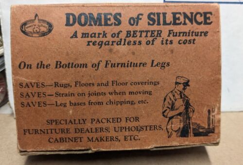 Vintage Domes Of Silence For The Bottom Of Furniture Legs 100 Sets Empty Box - Picture 1 of 9