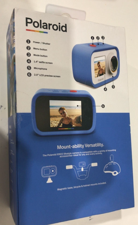 Polaroid ID922 Streaming Cam Digital/Action Waterproof Camera - Blue -(B15) - Image 2 of 3