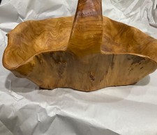 Basket Burl Wood Natural Hand Carved Vintage Boho 1970s