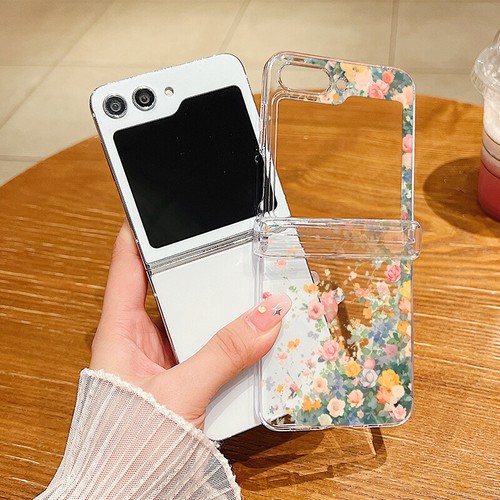 For Samsung Z Flip6 Flip5 4 3 Colourful Flower Clear Case Shockproof Hinge Cover - Picture 5 of 18