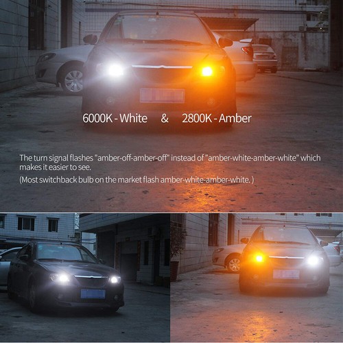 Yellow White LED Turn Signal DRL Parking Light Bulbs Lamps Dual Color 7443 7444 - Picture 12 of 12