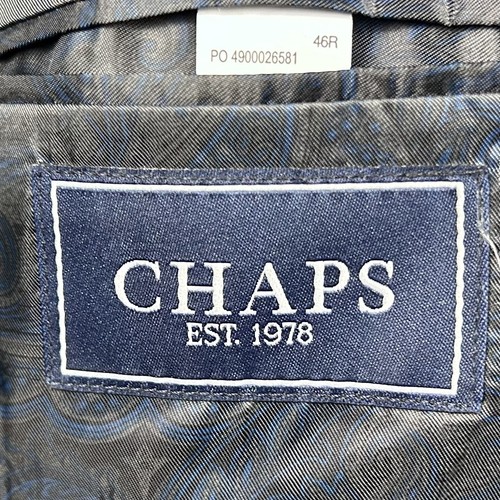 Chaps 46R Sport Mantel schwarz Wildleder Polyester zwei Knopf Paisley Futter belüftet - Bild 3 von 8