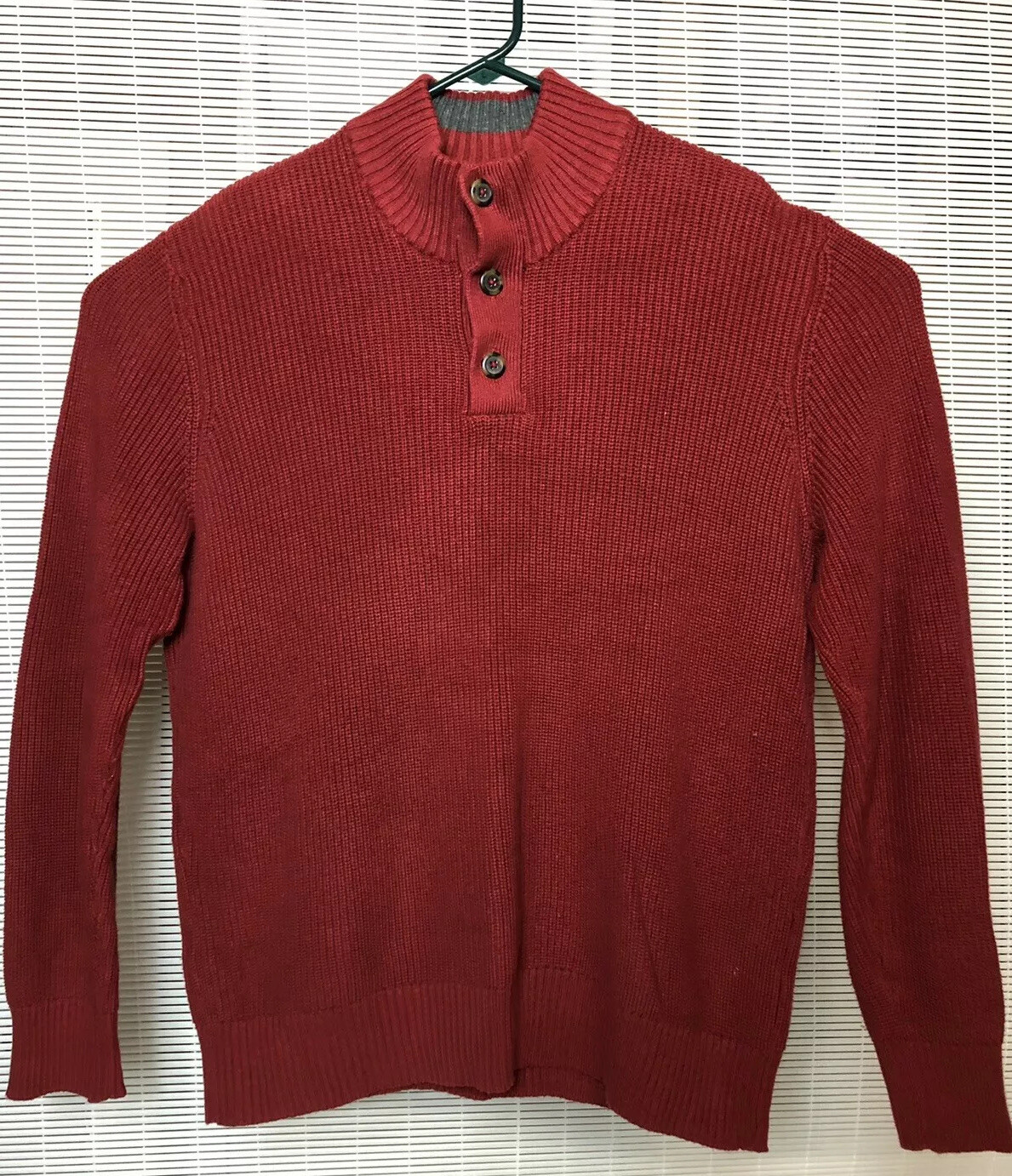 American Rag Men’s Red Knit Sweater Pullover Size XL 💯 Cotton 1/4