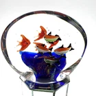 Murano Style Italian Art Glass Fish Aquarium Paperweight. Vintage Excellent Cond