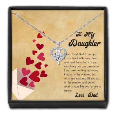To My Daughter Gifts from Dad Necklace Hear pendent Crystal