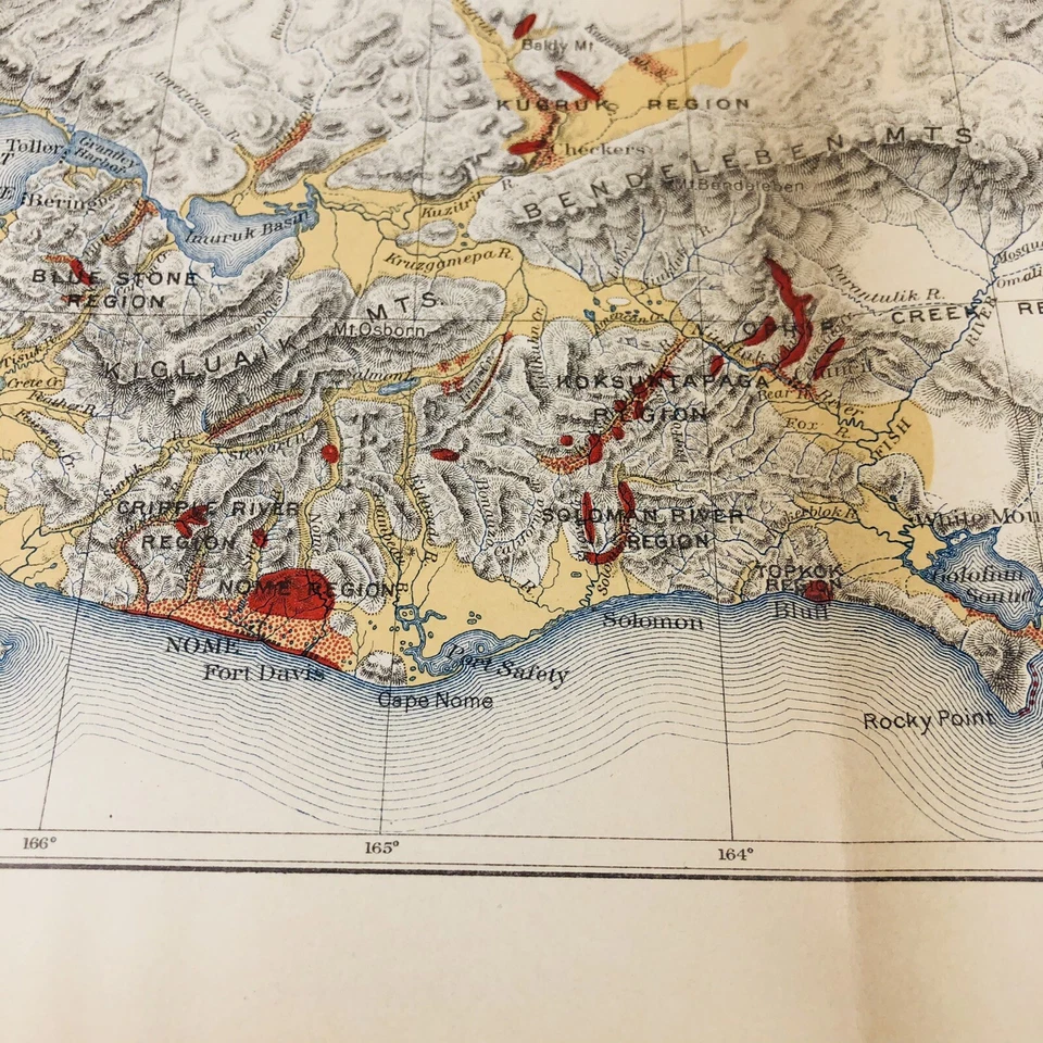 Economic Geological Map Seward Peninsula Alaska 1901 Gold US Treasury Dept - Image 4 of 4