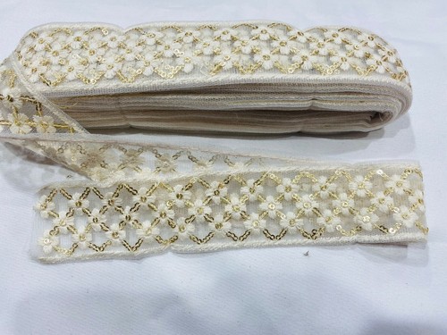 Lakhnavi Thread Embroidery Floral pattern Trimming Lace Dressing Haberdashery - Picture 6 of 8