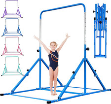 Upgrade Foldable Gymnastic Bar with Mat for Kids Ages 3-12, 200 Lbs Weight Capac
