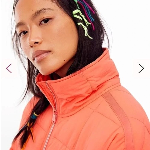 NWT Free People Pippa Packable Puffer Jacket Nylon Bomber Orange Sz Large - Picture 4 of 12