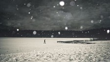 Landscape snow men monochrome winter lake people nature Custom Gaming Mat Desk