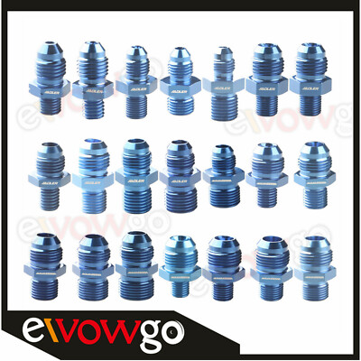 US SHIP 4AN 6AN 8AN 10AN 12AN Male Flare To Metric Straight Fitting Adapter Blue