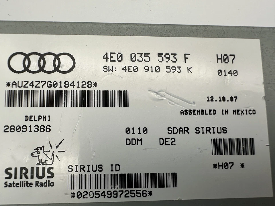 OEM 06-12 Audi A6 A4 A5 Passat Sirius Satellite Radio Receiver Control Module - Image 4 of 4