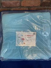 NEW Beacon Range 4 Crib Baby Blanket BLUE Satin Trim 36"x 50" FACTORY SEALED NOS