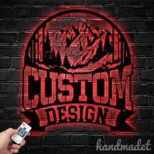 Custom Logo Design Metal Wall Art LED Light - 12inch
