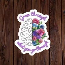 Mental health awareness sticker vinyl decal anxiety positivity grow through