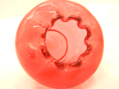Jarrón Fenton de vidrio de arándano con punto rosa con tapa prensada punto inverso vintage - Imagen 3 de 7