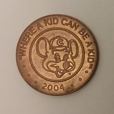 Chuck E. Cheese Pizza Arcade 2004 Copper Variety Game Token 24mm
