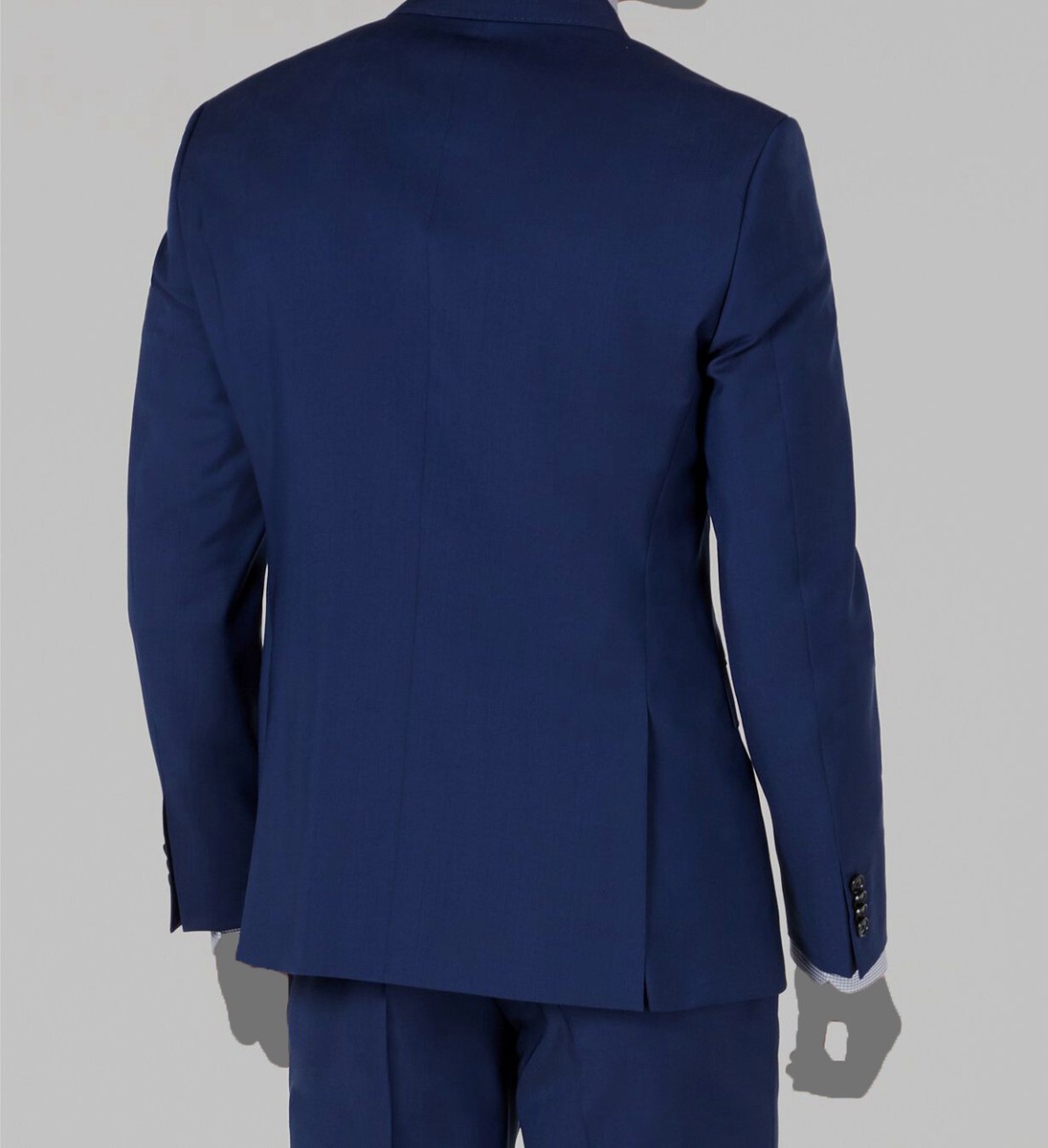 $575 Hugo Boss Men Blue 40L Modern Fit Button Wool Suit Coat
