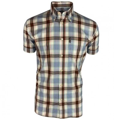 Trojan Clothing TR/8755 Graph Check Kurzarm B/Down Hemd, Chocolate. SALE