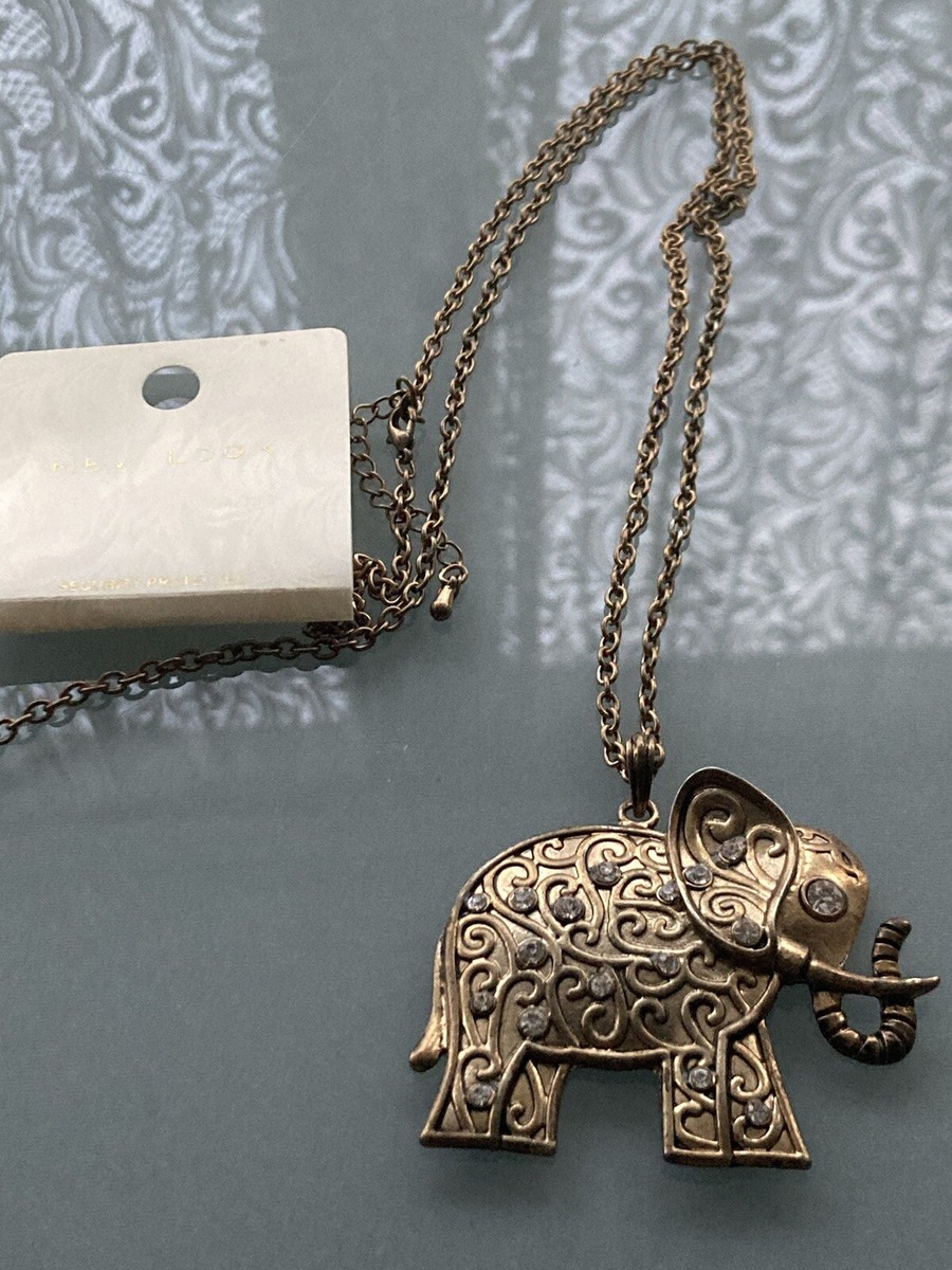 Elephant Long Necklace From New Look Gold with Tags Pretty