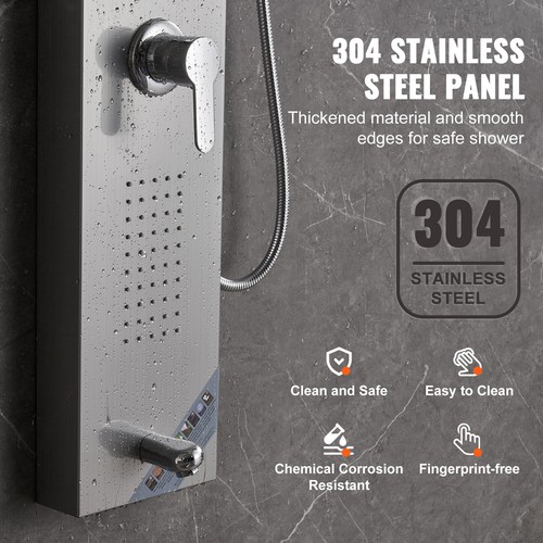 VEVOR Shower Panel Tower System Jets LED Stainless Steel 5 Modes Rain Waterfall - Picture 6 of 12