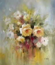 Floral, Original Oil Painting By N. Knox, 60 X 50cm